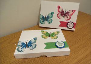 Cue Card On Handmade Gift Craftycarolinecreates Watercolor Wings Card Gift Box