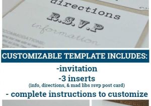 Custom Evite Template Customizable Wedding Invitation Template with Inserts