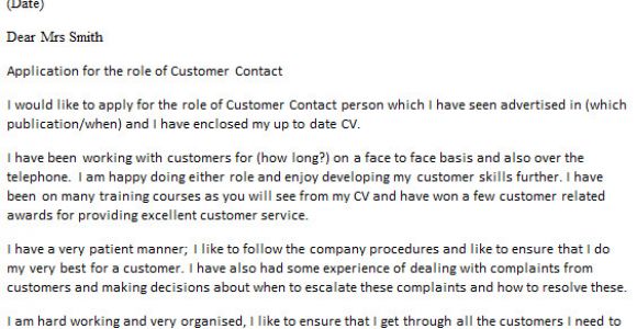 Customer Care Agent Cover Letter Customer Contact Agent Cover Letter Example Icover org Uk