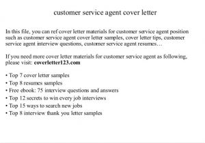 Customer Care Agent Cover Letter Customer Service Agent Cover Letter