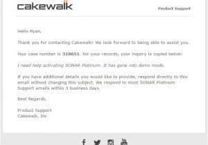 Customer Support Email Templates Cakewalk Support Update Cakewalk forums