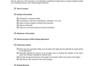 D S Contract Template Checklist Website Hosting Agreement Template Word Pdf