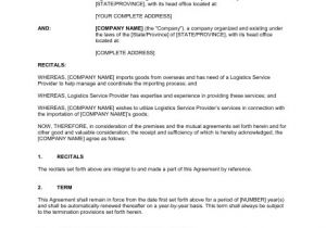 D S Contract Template Contract for Logistics Services Template Sample form