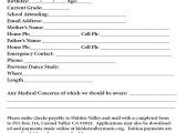 Dance School Registration form Template Free Dance Registration form Hidden Valley Music Seminars An