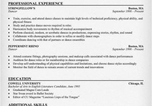 Dance Student Resume Free Dancer Resume Example Resumecompanion Com Resume