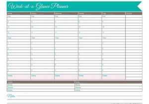 Day at A Glance Calendar Template 2015 Free Printable Weekly Planner 7 X 4 Quotes