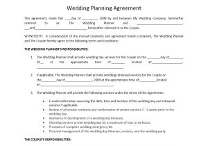 Day Of Wedding Coordinator Contract Template Wedding Planner Contract Template