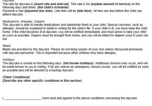 Daycare Contract Templates Free Daycare Contract Template
