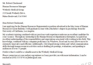 Dear Human Resources Department Cover Letter Human Resources Representative Cover Letter Sample