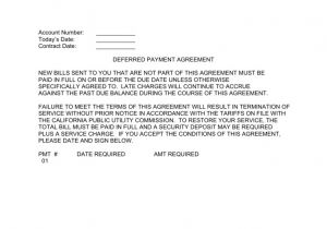 Deferred Payment Contract Template Standard form Deferred Payment Agreement form No 98