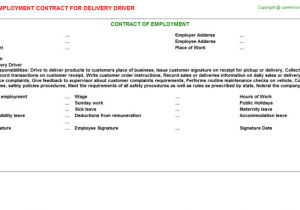 Delivery Driver Contract Template Delivery Driver Job Employment Contract Sample