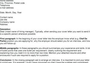 Demi Chef De Partie Resume Sample Cover Letter for Chef De Partie Position