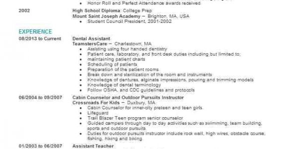 Dental assistant Student Resume Objective Dental assistant Objectives Resume Objective Livecareer