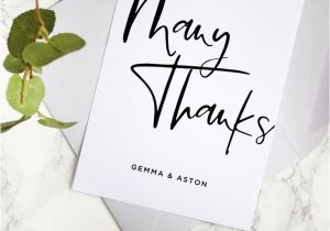 Design Your Own Thank You Card Modern Script Wedding Thank You Card Template Hand Lettered