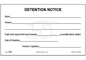 Detention Notice Template 75a Detention Notice Padded forms
