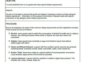 Dietary Requirements Email Template Dealing with Food Allergies and Special Dietary