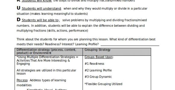 Differentiation Lesson Plan Template Differentiated Instruction Template 7 Free Word Pdf