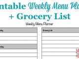 Dinner Menu Template for Home Printable Weekly Menu Planner Template Plus Grocery List