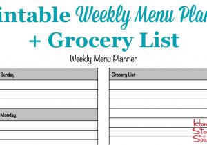 Dinner Menu Template for Home Printable Weekly Menu Planner Template Plus Grocery List