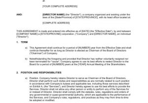 Directors Contract Template Free Agreement for Chairman Of Board Of Directors Template