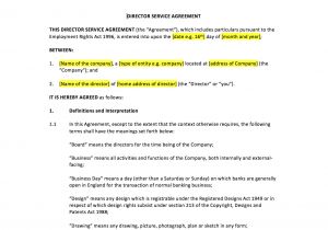 Directors Contract Template Free Director Service Agreement Template Uk Template