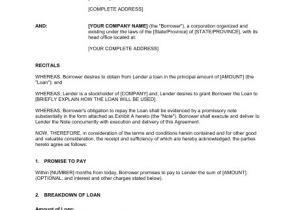 Directors Loan to Company Agreement Template Directors Loan to Company Agreement Template Templates Data