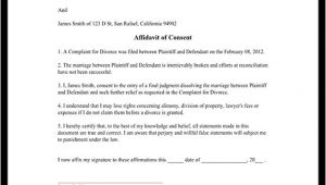 Divorce Affidavit Template Affidavit Of Consent form Divorce Affidavit Sample Template