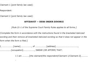 Divorce Affidavit Template Free British Columbia Affidavit Desk order Divorce form