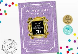 Diy Invitation Card for Birthday Friends Tv Show Birthday Invite Editable Template Diy Party