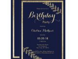 Diy Invitation Card for Birthday Luxury Faux Gold Navy Blue Floral Birthday Invitation