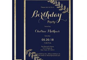 Diy Invitation Card for Birthday Luxury Faux Gold Navy Blue Floral Birthday Invitation