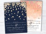 Diy Invitation Card for Christening Navy and Gold Botanic Engagement Invitation Peach and Gold