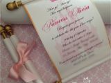 Diy Invitation Card for Christening Royal Disney Princess Scroll Invitation Birthday Wedding