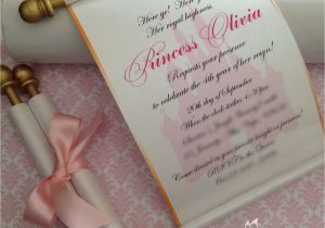 Diy Invitation Card for Christening Royal Disney Princess Scroll Invitation Birthday Wedding