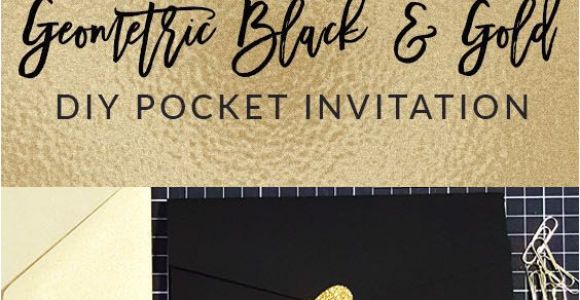 Diy Invitation Card for Debut My Diy Story Geometric Black Gold Foil Pocket Invitation