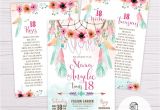 Diy Invitation Card for Debut Pink Green Bohemian Debut Invitation Template Debut