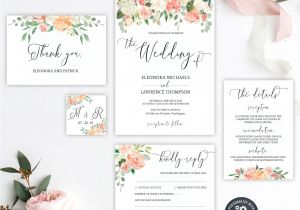 Diy Wedding Card Box Michaels Peach Coral Blush Wedding Invitation Template Pink Blush