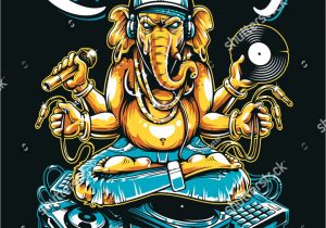 Dj Visiting Card Background Hd Ganesha Dj Sitting On Electronic Musical Stuff Vector Art