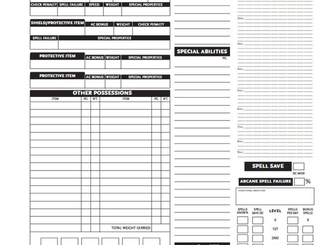 Dnd Templates Blank Dnd Character Sheet Pg2 by Seraph Colak On ...