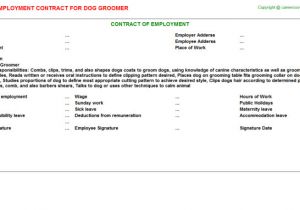 Dog Grooming Contract Template Dog Groomer Employment Contracts Employment Contracts