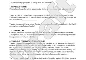 Dog Training Contract Template Personal Trainer forms Personal Training Contract