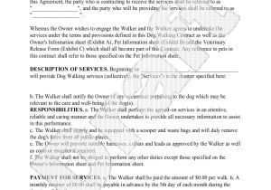 Dog Training Contract Template Sample Dog Walking Contract form Template Contracts
