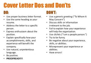 Dos and Don Ts Of Cover Letters Creating Resumes and Cover Letters