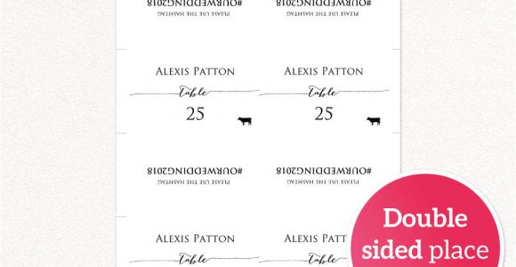 Double Sided Place Card Template Hashtag Place Cards Wedding Templates and Printables