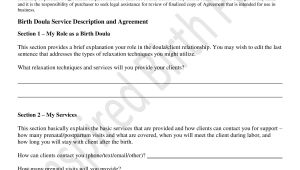 Doula Contract Template Sample Birth Doula Contract Template