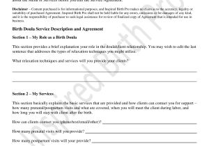 Doula Contract Template Sample Birth Doula Contract Template