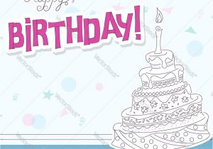 Download Happy Birthday Card with Name Birthday Card with Outline Doodle Cake