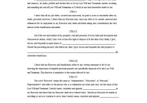 Downloadable Will Template 39 Last Will and Testament forms Templates Template Lab