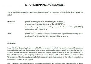 Drop Shipping Business Plan Template Drop Shipping Agreement Template Templates at