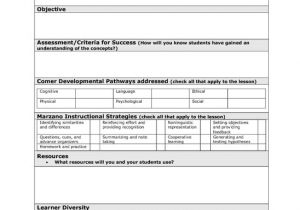 Drury Lesson Plan Template Marzano Lesson Plan Template Higher order Thinking Skills